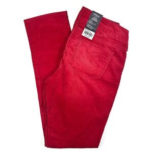 Silver Jeans Co Suki Skinny Red Corduroy Pants‎ Mid Rise Curvy Fit L9116SCD042